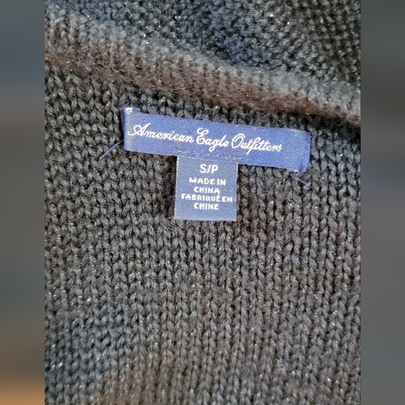 American Eagle Super Soft Comfy Cozy Wool Open Cardigan Sweater Black Size Small - Picture 4 of 10